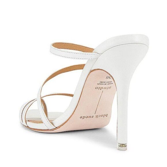 BLACK SUEDE STUDIO Cindy Sandals in White Leather 38 Womens High Heels - Picture 5 of 16